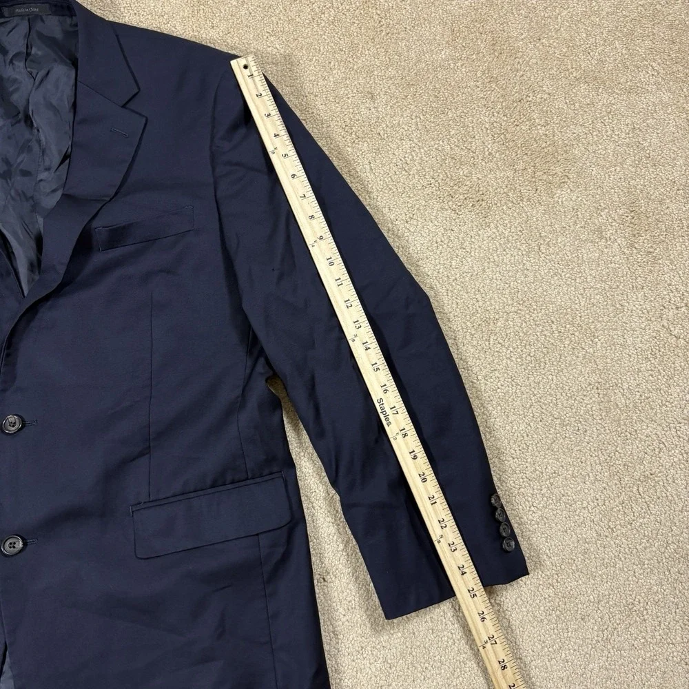 Lauren Ralph Lauren Jacket 44 Blue Polyester Two Button Navy Blazer
